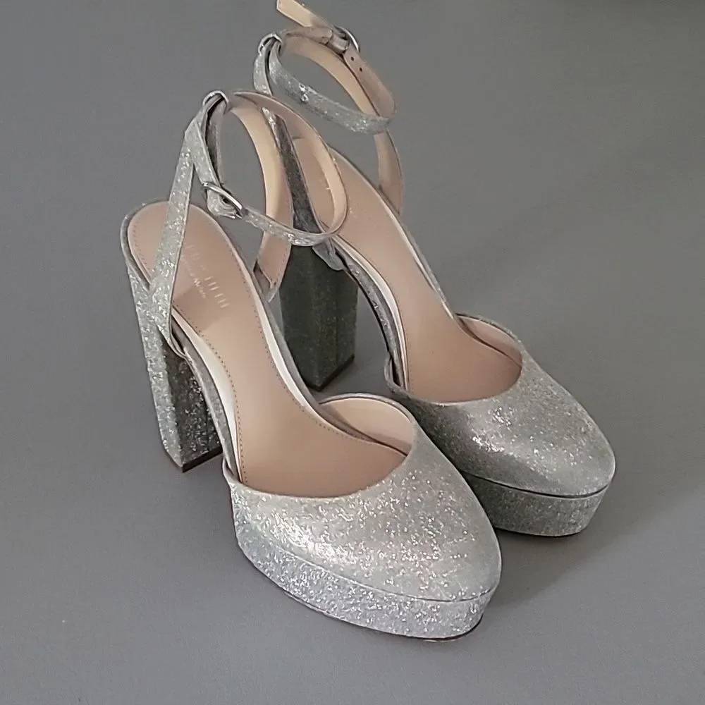 Born on Fifth x Antonio Melani Liv Metallic Glitter Closed Toe Platform Pumps 8M